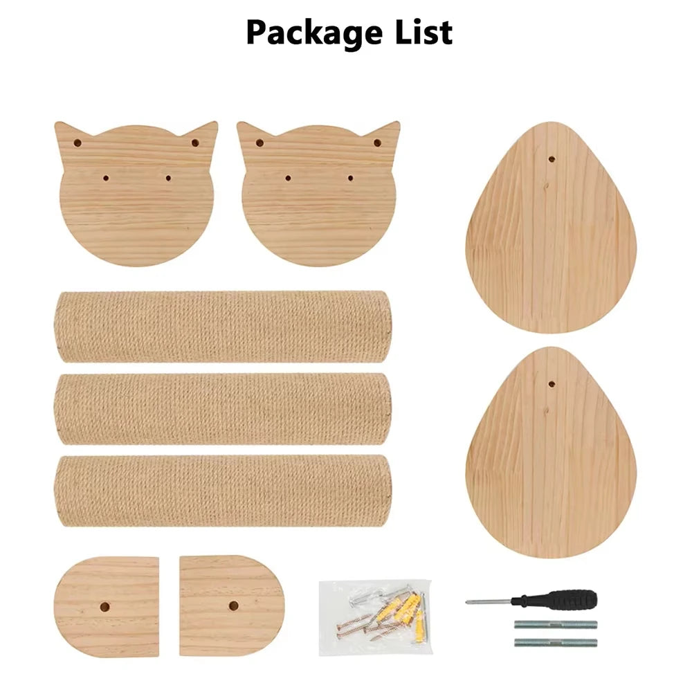 41In Cat Tree With Scratching Posts 2 Perches Platforms Wall Mounted Sisal Scratcher Hammock For Cats Kittens Climb Play Rest