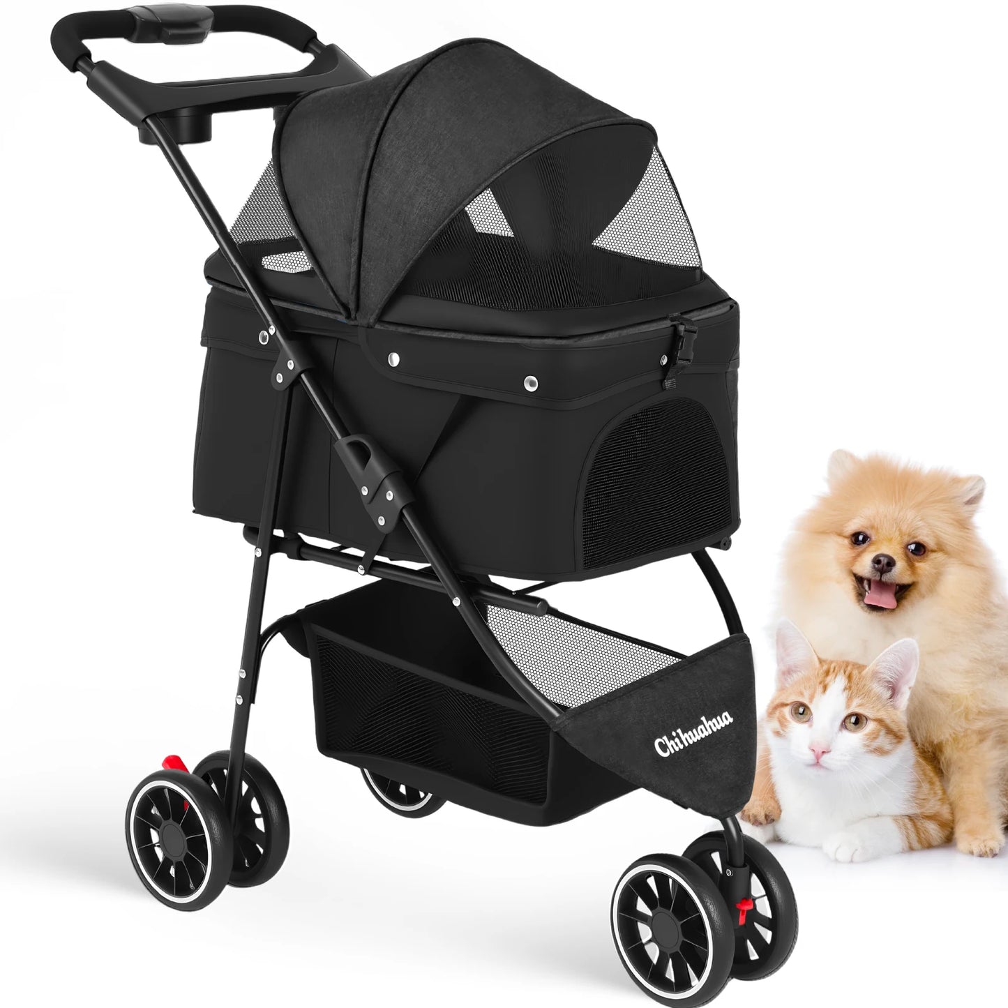 Pet Stroller For Small Puppy Dogs & Cats Travel Portable Dog Stroller Foldable Dog Cat Carrier Strolling