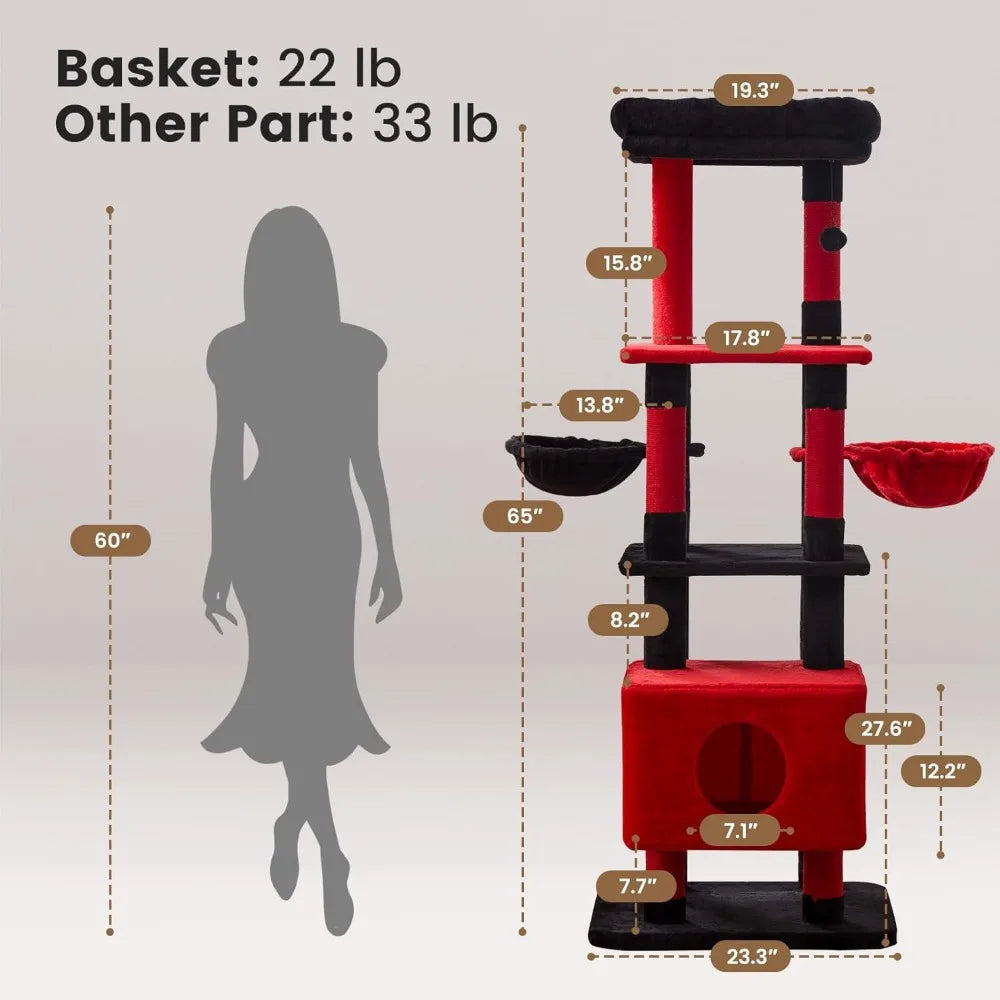 Extra Large Multi Level Cat Tree Tower Heavy Duty Furniture Sisal Scratching Post Hammock Condo Platform