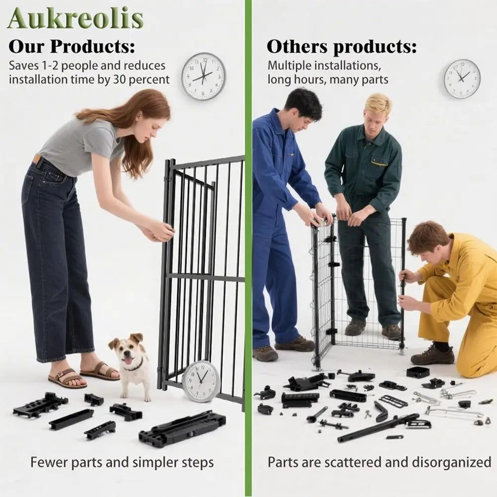 Durable 10x10ft Outdoor Dog Kennel with Feeding Door, Roof, and Double Safety Locks