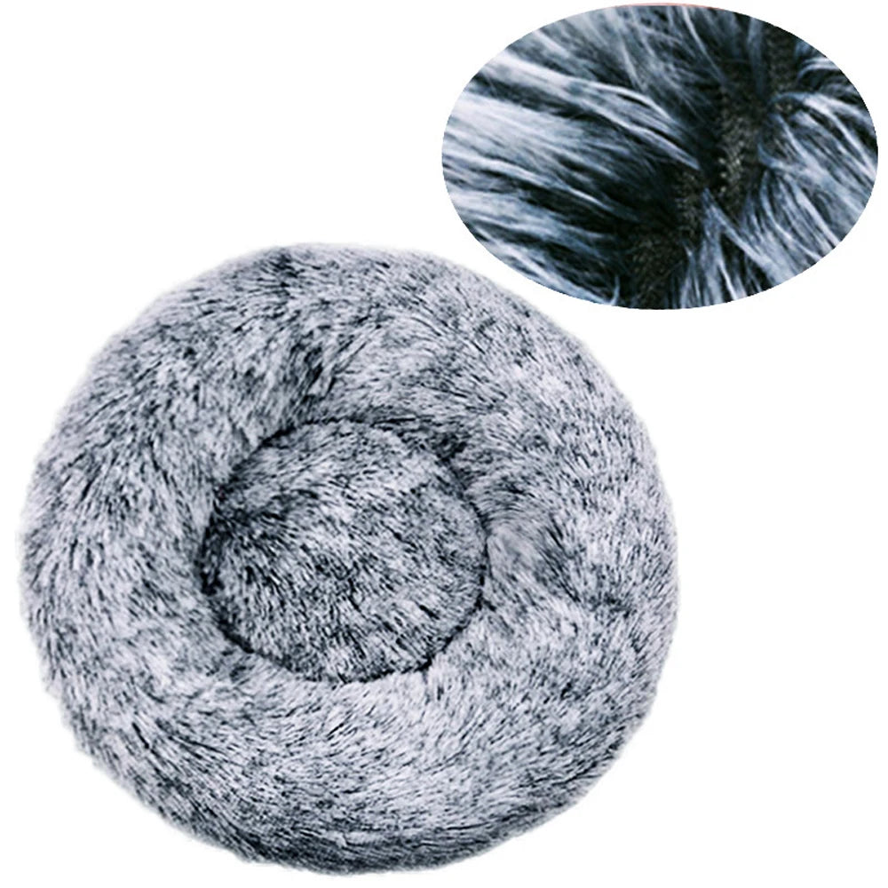 Round Dog Bed Winter Warm Cat Bed Plush Basket for Dog Washable Pet Bed for Small Medium Large Dog Sofa Cat