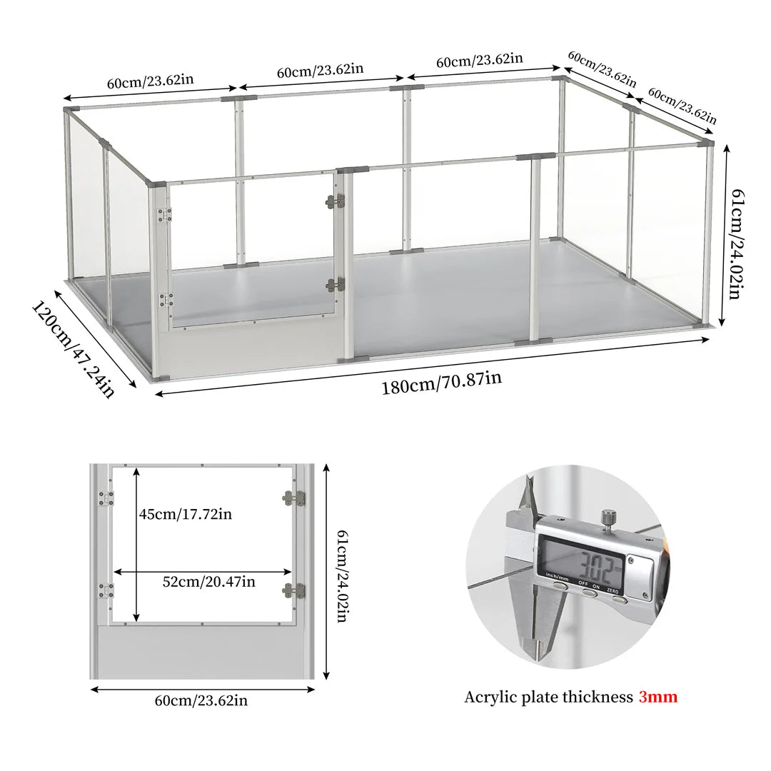 Ex-Large Clear Acrylic Dog Playpen Waterproof Pet Exercise Fence with Whelping Pad Dog Playpen Exercise Fence for Cats And Dogs