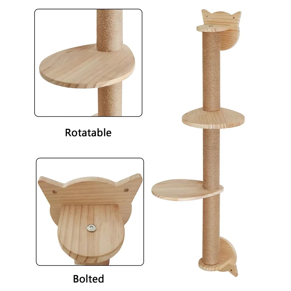 41In Cat Tree With Scratching Posts 2 Perches Platforms Wall Mounted Sisal Scratcher Hammock For Cats Kittens Climb Play Rest