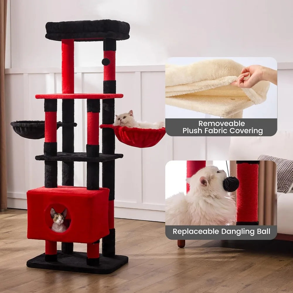 Extra Large Multi Level Cat Tree Tower Heavy Duty Furniture Sisal Scratching Post Hammock Condo Platform
