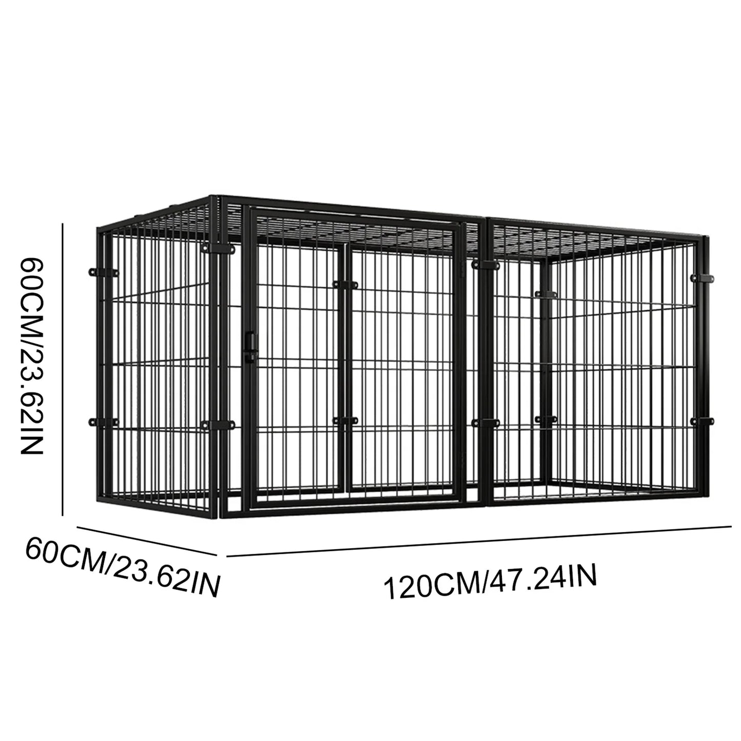 48 Inch Kennel Cage with Door Heavy Duty Wire Dog Crates Metal Grid Dogs Cage Kennel Stackable for Puppy/Small Dog/Rabbit/Pig