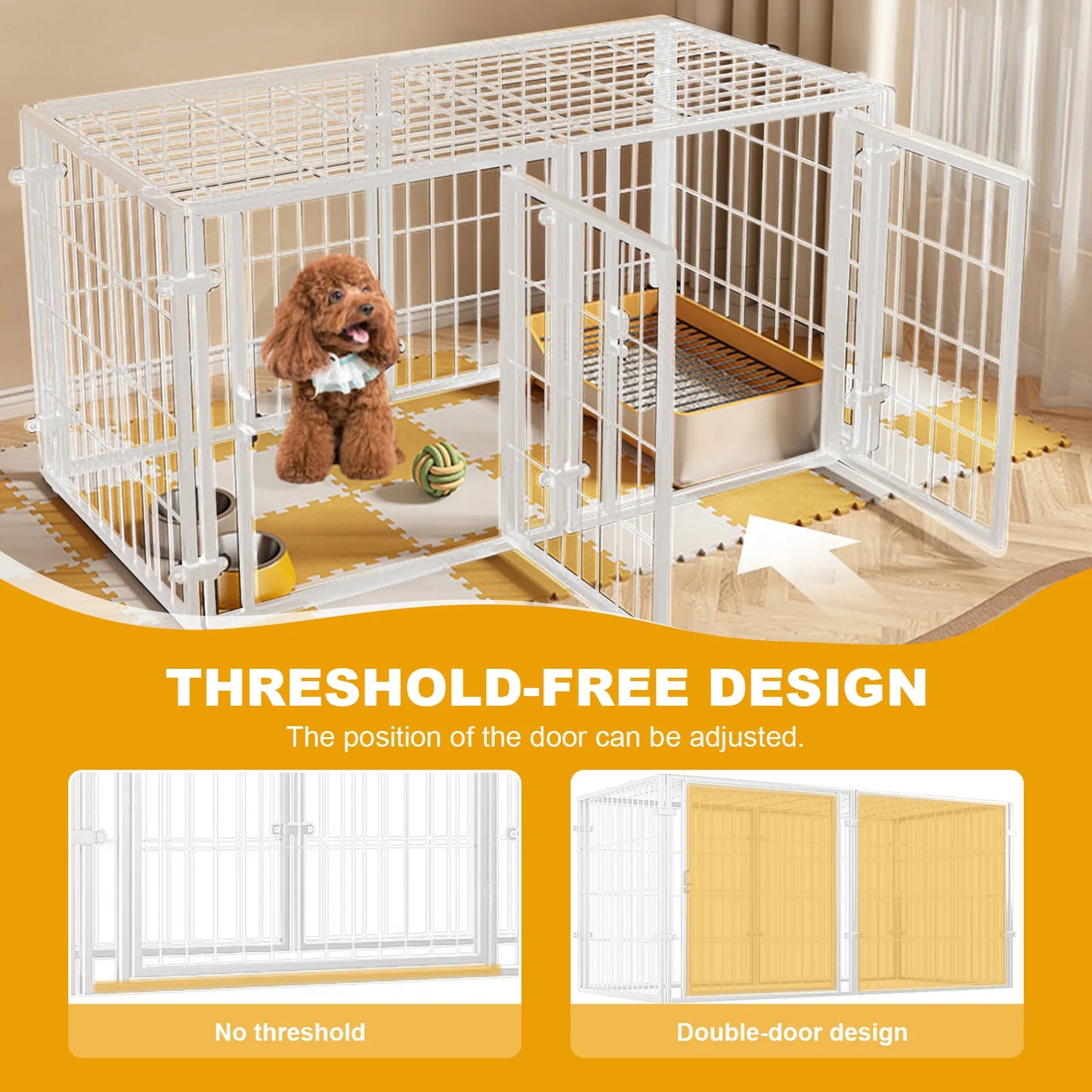 48 Inch Kennel Cage with Door Heavy Duty Wire Dog Crates Metal Grid Dogs Cage Kennel Stackable for Puppy/Small Dog/Rabbit/Pig