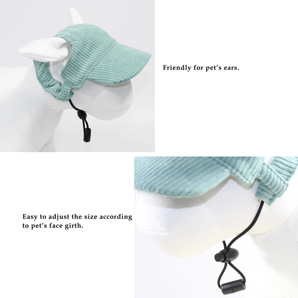 Fashion Big Dog Baseball Cap Durable Corduroy Adjustable Pet Sun Hat for Small Medium Large Dogs Golden Retriever Corgi Supplies