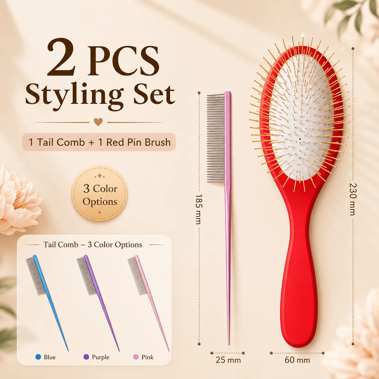 Pet Brush Hair Remover Tail Comb Grooming Set with Golden Pin Dog Supplies for Puppy Grooming and Hygiene Accessories
