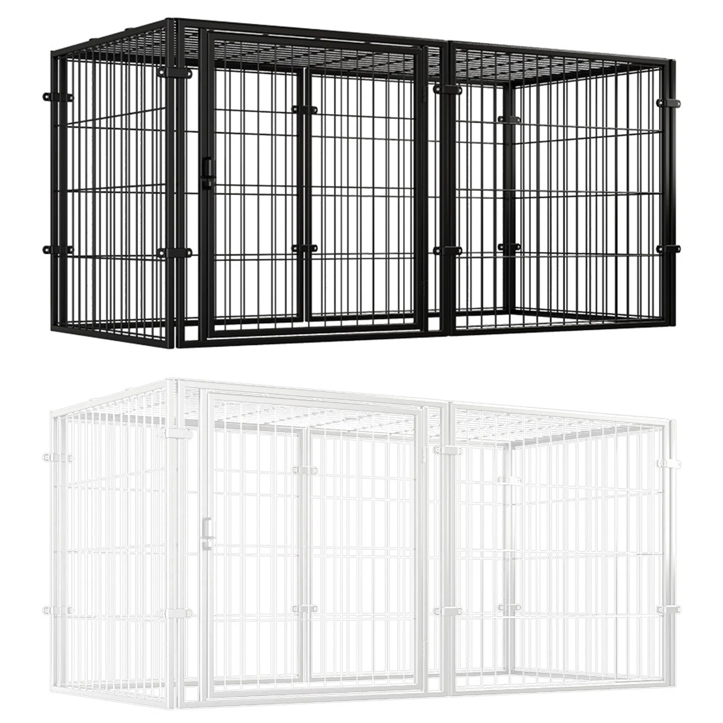 48 Inch Kennel Cage with Door Heavy Duty Wire Dog Crates Metal Grid Dogs Cage Kennel Stackable for Puppy/Small Dog/Rabbit/Pig