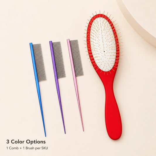 Pet Brush Hair Remover Tail Comb Grooming Set with Golden Pin Dog Supplies for Puppy Grooming and Hygiene Accessories