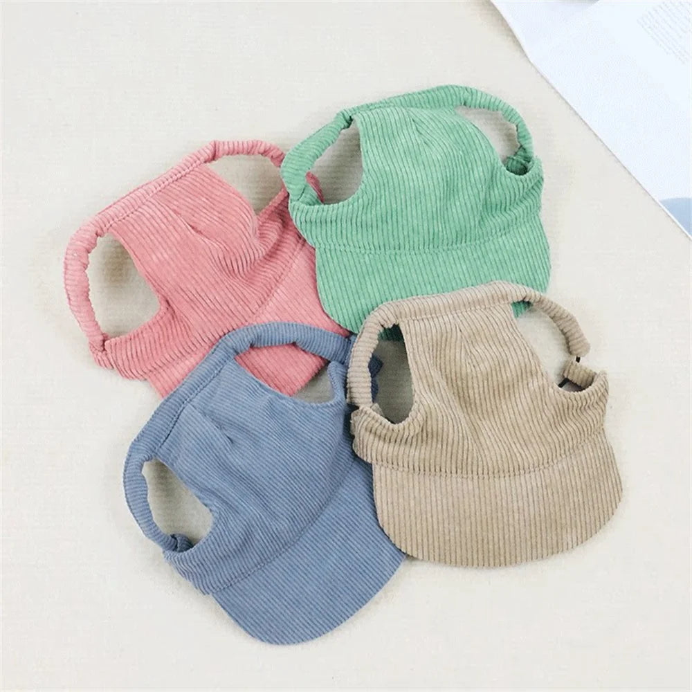 Fashion Big Dog Baseball Cap Durable Corduroy Adjustable Pet Sun Hat for Small Medium Large Dogs Golden Retriever Corgi Supplies