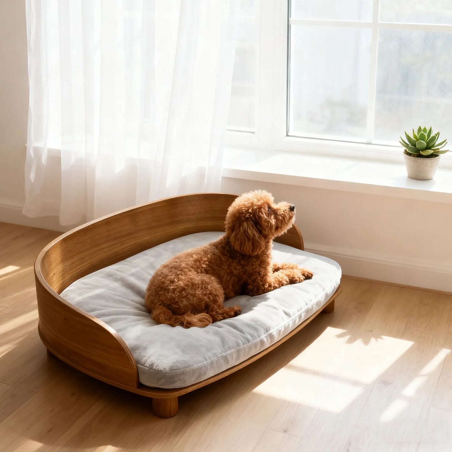 Unique Elevated Pet Sofa Wood Small Dog Couch Bed with Cushion for Puppy Kitty