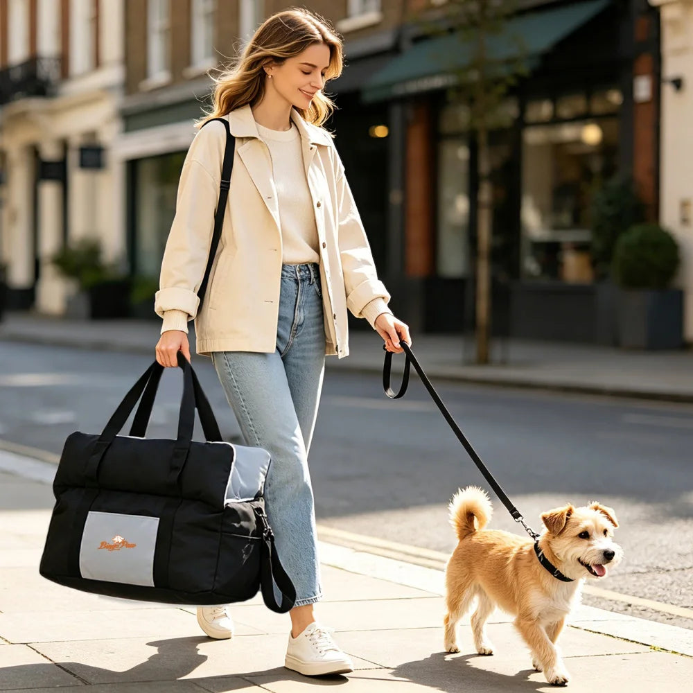 Portable Dog Car Seat Pet Dog Booster Seat Puppy Travel Carrier Bed with Safety Belt Storage Pocket Removable Washable Cover