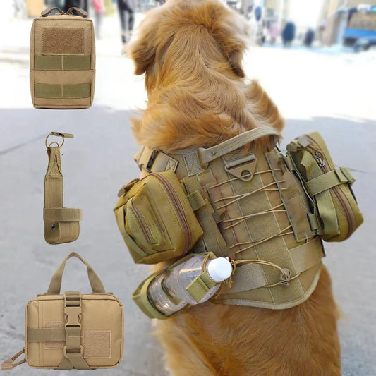 Dog Tactical Bags Set Molle Pouches Belt Attaching on Harness Sticker Military Dog Training Bags For Large Dogs Accessories