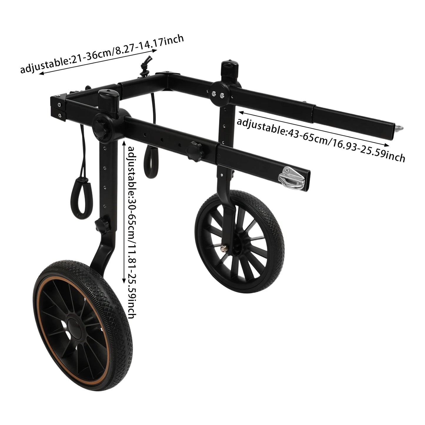 Adjustable Aluminum Alloy 2-Wheel Dog Wheelchair, Hind Leg Support Pet Rehabilitation Walking Aid Trolley, Supports Dogs Up to 65kg XXL /L for Injured, Paralyzed, Arthritic Dogs