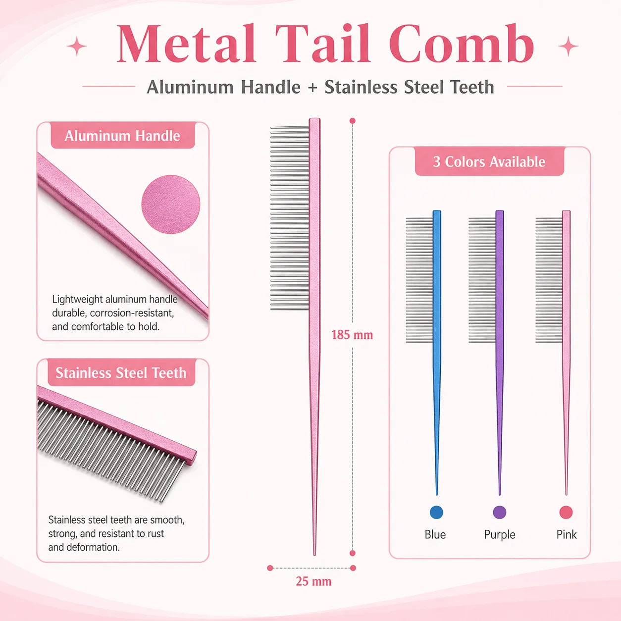 Pet Brush Hair Remover Tail Comb Grooming Set with Golden Pin Dog Supplies for Puppy Grooming and Hygiene Accessories