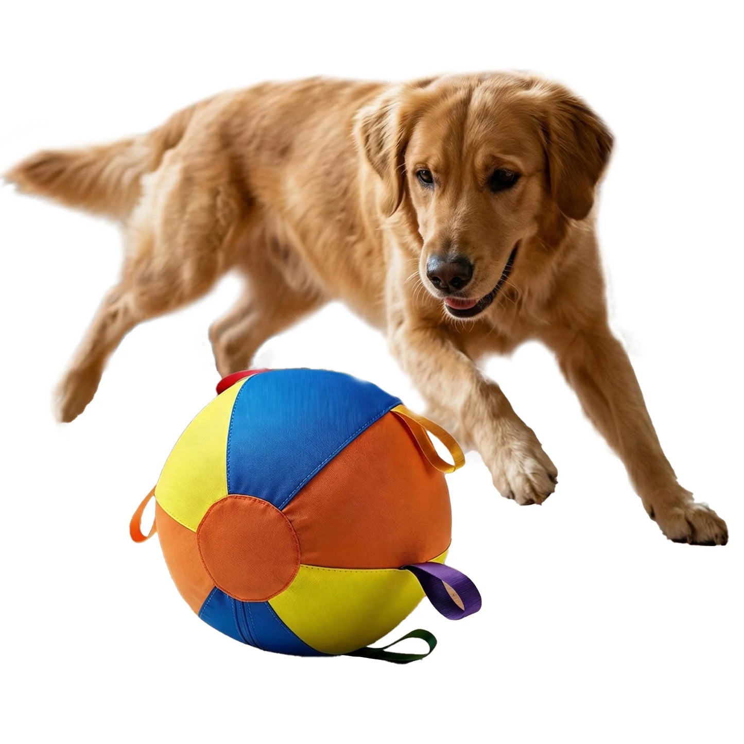 Giant Herding Ball with Straps Set Chew Resistant Fabric Dog Ball Inflatable Big Ball for Medium Large Dogs Golden Retriever