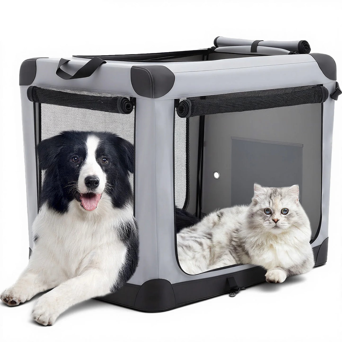 JHK 600D Oxford Fabric Foldable Soft Dog Crate Portable Pet Kennel with 3 Doors Use for Small to Extra Large Dogs Indoor
