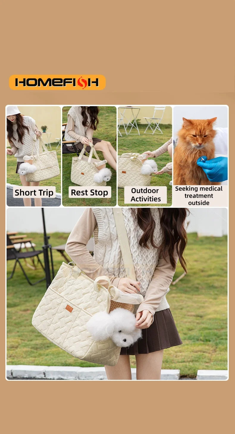Pet cat dog tote bag, no escape, portable, multifunctional, large capacity, breathable, horizontal bag, portable soft bag