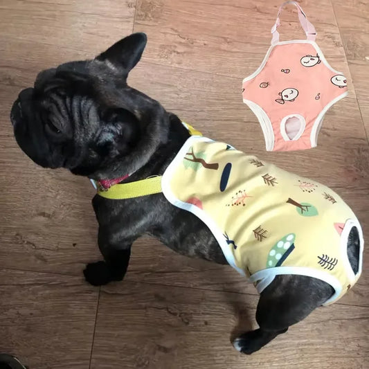 Adjustable French Bulldog Pet Shoulder Strap Physiological Pants Washable Female Dog Underwear Safety Trousers Mascotas Shorts