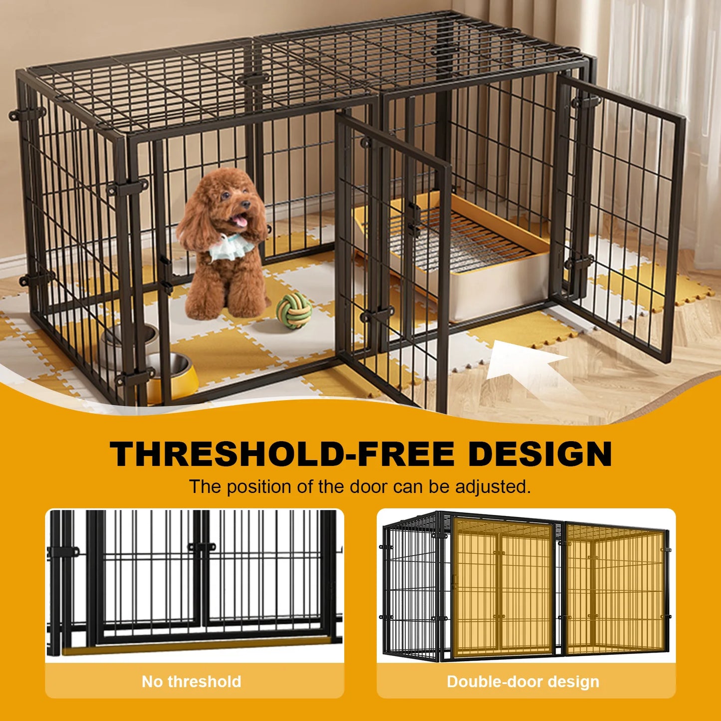 48 Inch Kennel Cage with Door Heavy Duty Wire Dog Crates Metal Grid Dogs Cage Kennel Stackable for Puppy/Small Dog/Rabbit/Pig